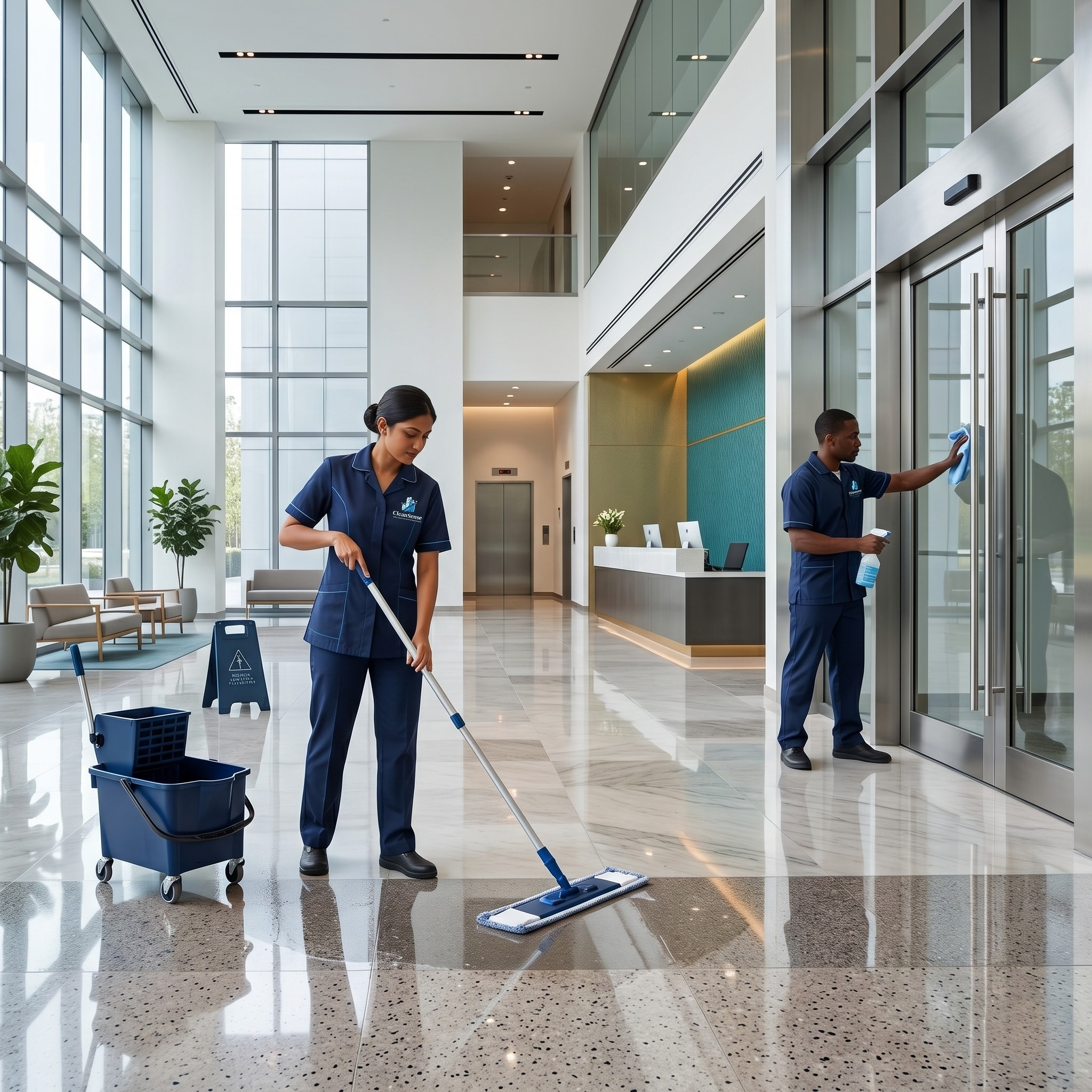 Commercial building and facility cleaning services by CleanSense